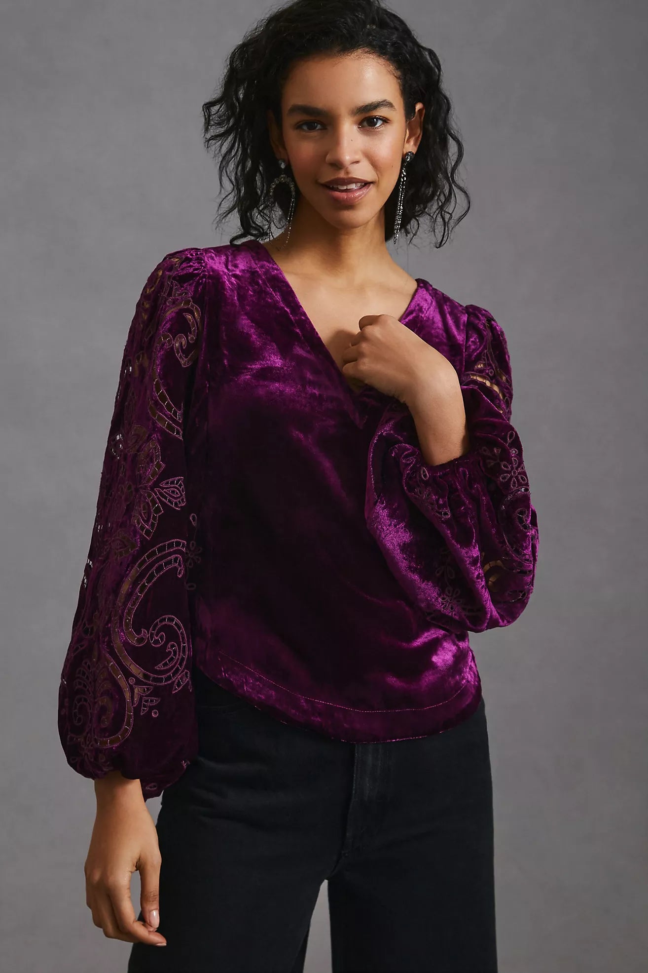Velvet Cutwork Top