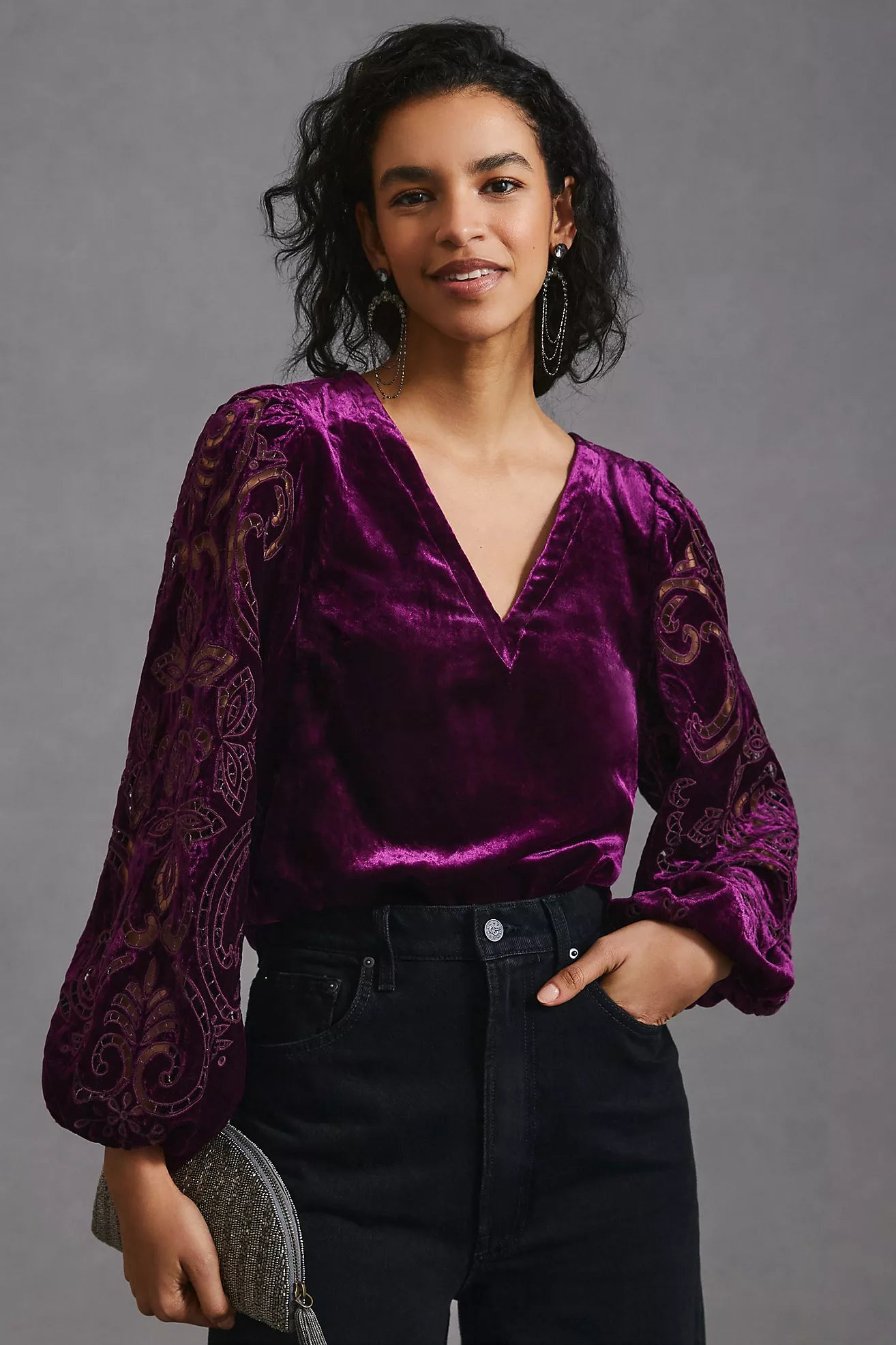 Velvet Cutwork Top