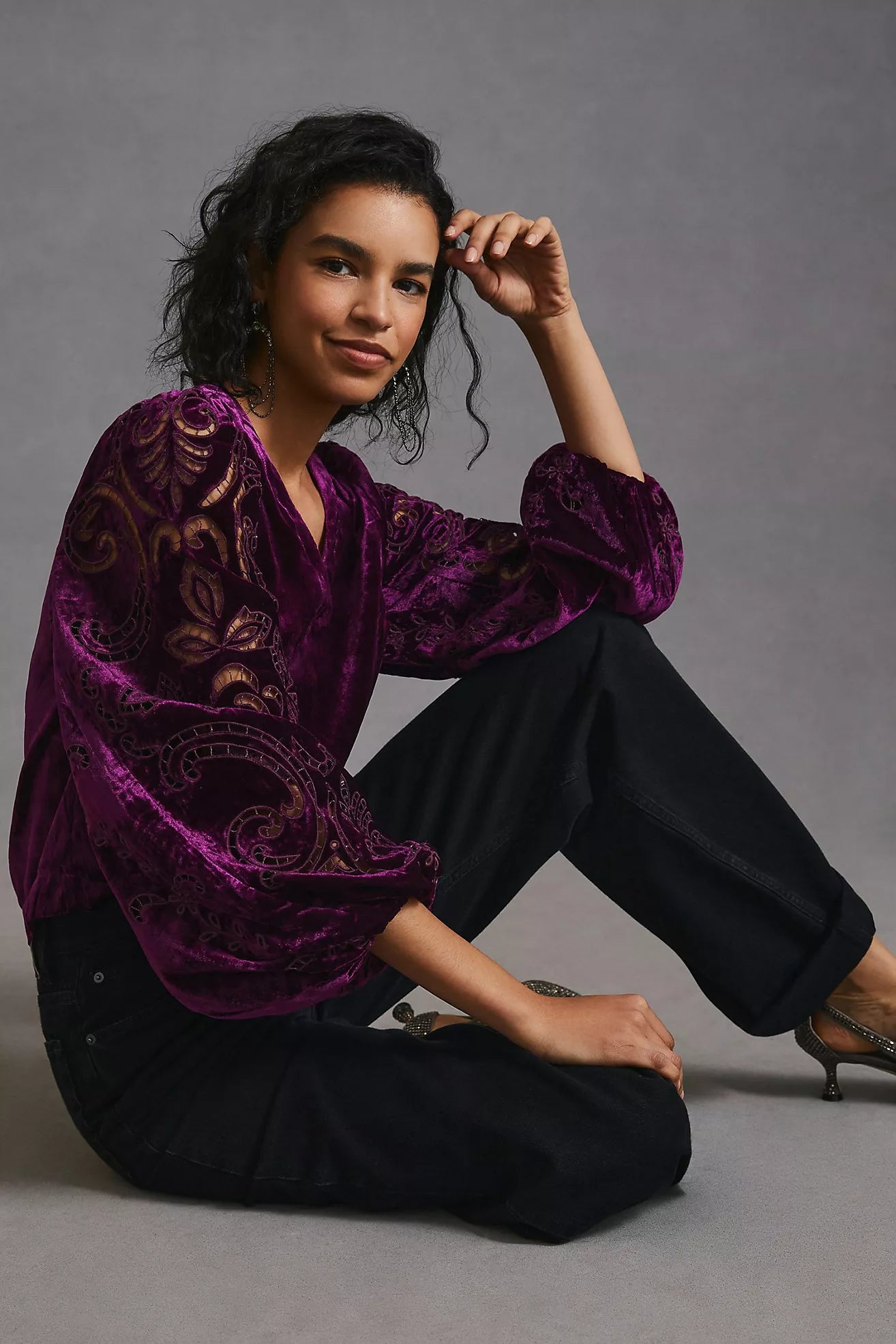 Velvet Cutwork Top