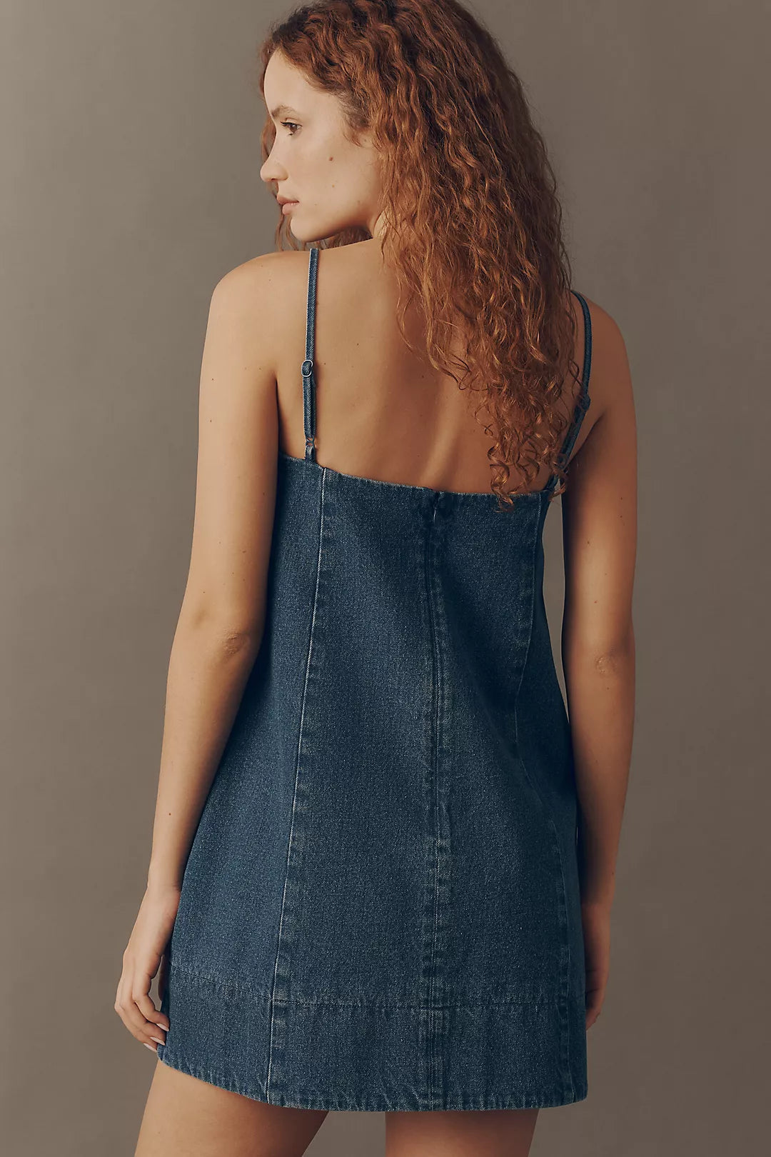 Mare Mare Cotton Denim Square-Neck Mini Dress
