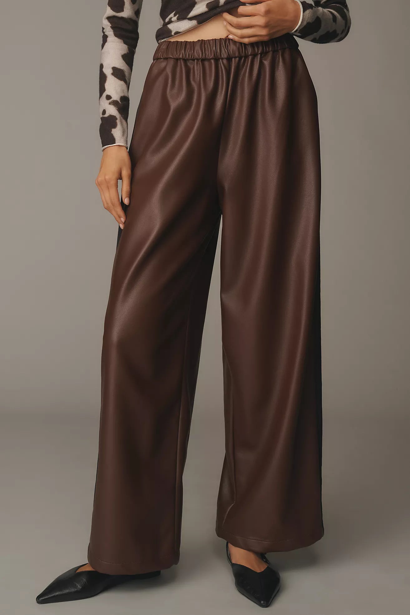 Maeve Faux Leather Pull-On Track Pants
