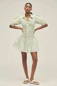 Load image into Gallery viewer, By Anthropologie Short-Sleeve Smocked A-Line Mini Shirt Dress
