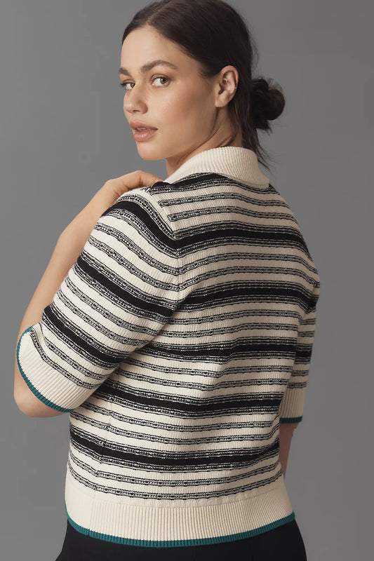 The Kinsley Collared Crop Cardigan Sweater by Maeve