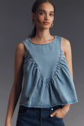Load image into Gallery viewer, Mare Mare x Anthropologie Denim Shirred Blouse

