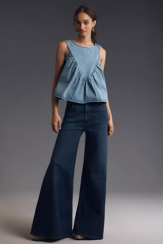 Mare Mare x Anthropologie Denim Shirred Blouse