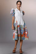 Load image into Gallery viewer, Maeve Puff-Sleeve Smocked Shirt Dress
