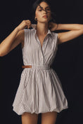 Load image into Gallery viewer, Maeve Belted Bubble-Hem Mini Shirt Dress
