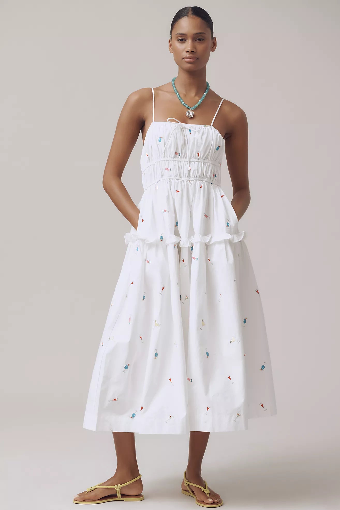 En Saison Nellie Sleeveless Smocked Midi Dress