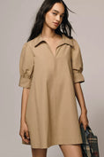 Load image into Gallery viewer, Maeve Puff-Sleeve Mini Shirtdress
