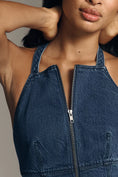 Load image into Gallery viewer, Pilcro Zip-Front Denim Halter Midi Dress

