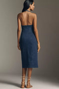 Load image into Gallery viewer, Pilcro Zip-Front Denim Halter Midi Dress

