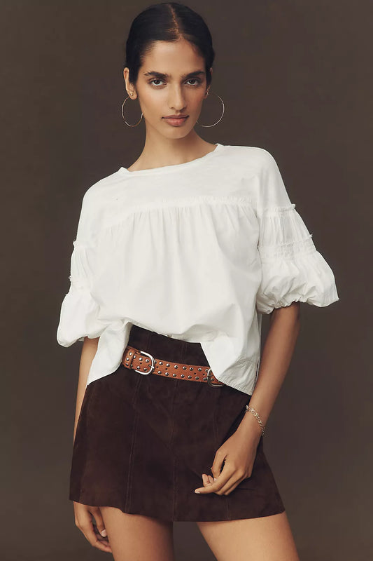Pilcro Reworked Puff-Sleeve Top