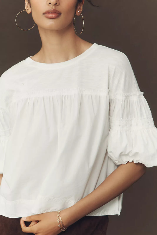 Pilcro Reworked Puff-Sleeve Top