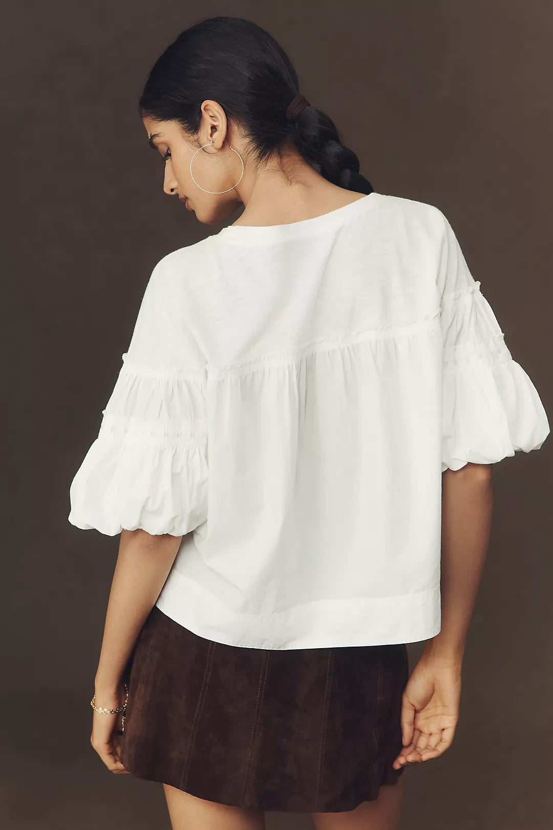 Pilcro Reworked Puff-Sleeve Top