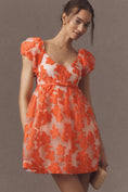Load image into Gallery viewer, By Anthropologie Puff-Sleeve Scoop-Neck Babydoll Mini Dress
