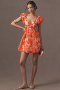 Load image into Gallery viewer, By Anthropologie Puff-Sleeve Scoop-Neck Babydoll Mini Dress
