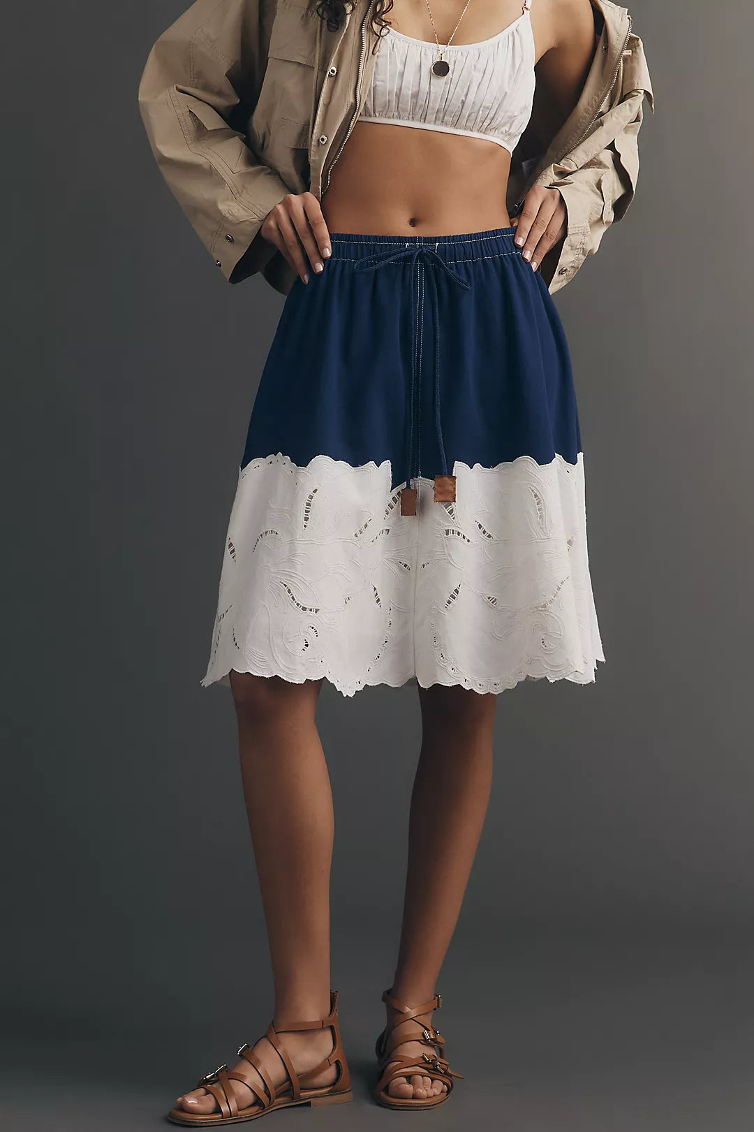 Maeve Eyelet A-Line Midi Skirt
