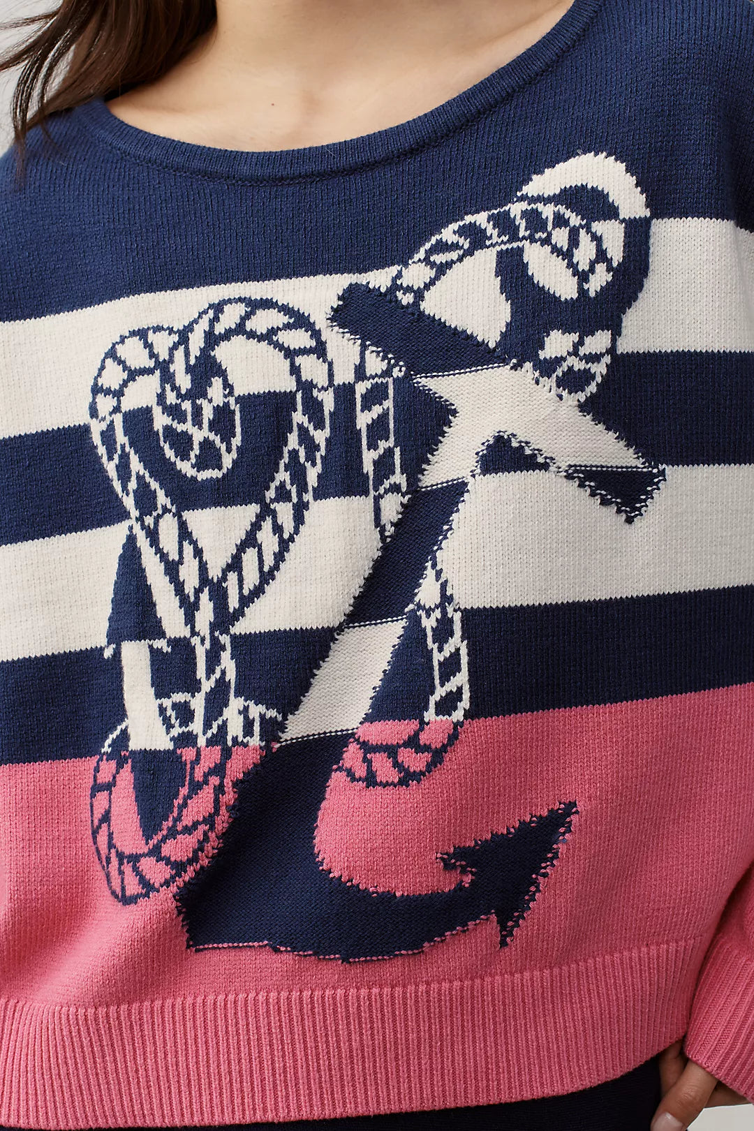 Maeve Boat-Neck Nautical Icon Sweater