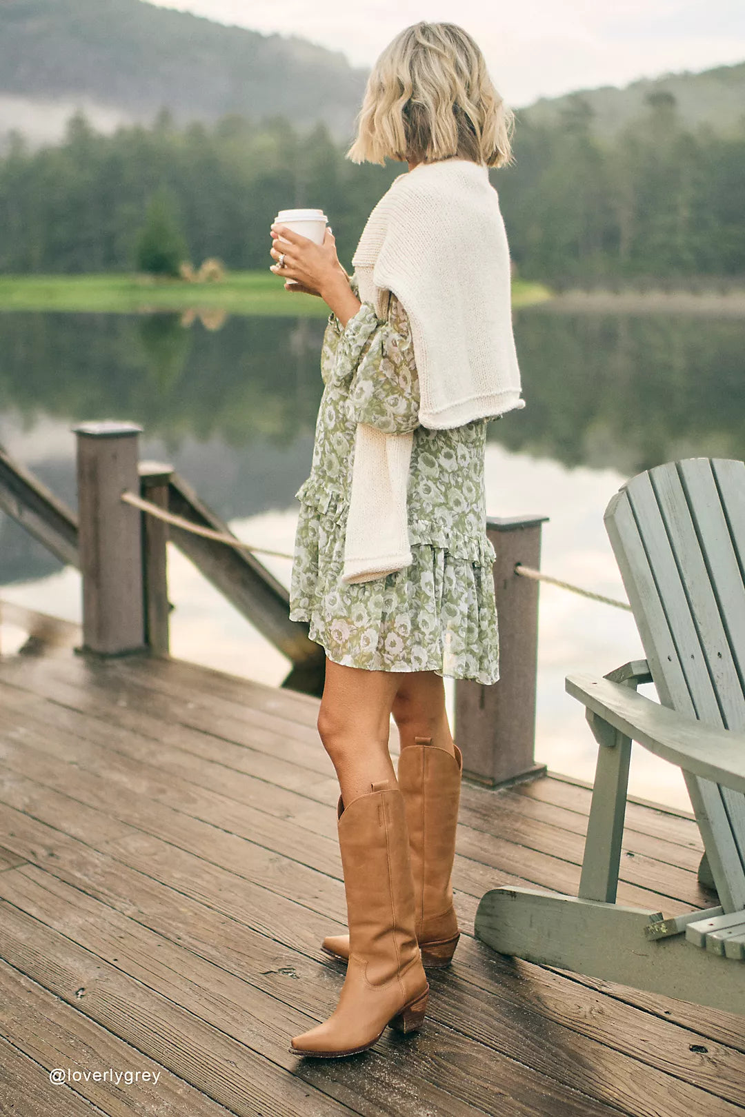 loverlygrey x Anthropologie Puff-Sleeve Ruffle Mini Dress