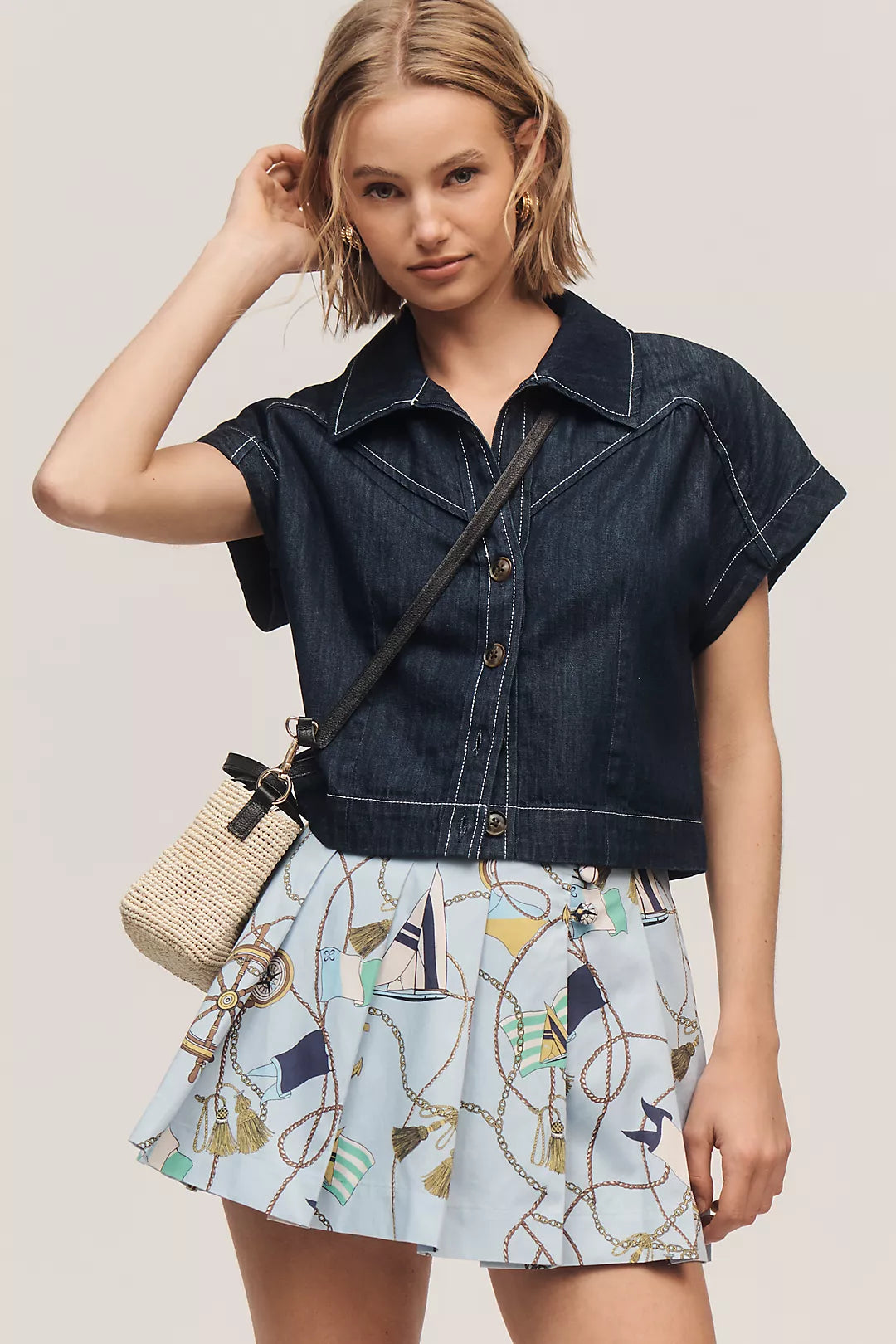 Kiki Printed Pleated Skort by Maeve
