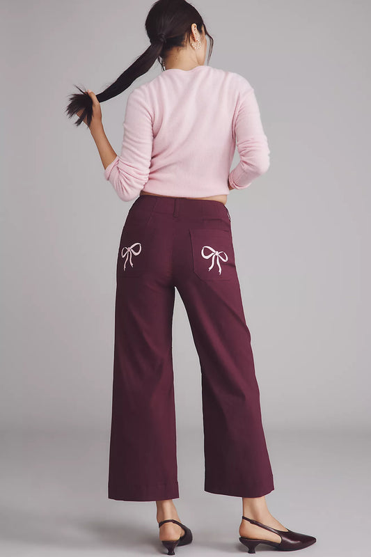 The Colette Bow Pocket Crop Wide-Leg Pants by Maeve