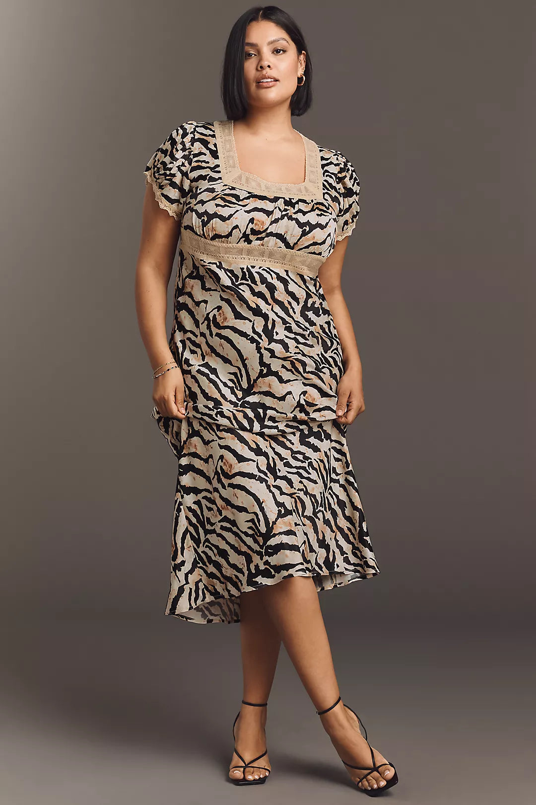 Conditions Apply Adeon Short-Sleeve Slip Midi Dress