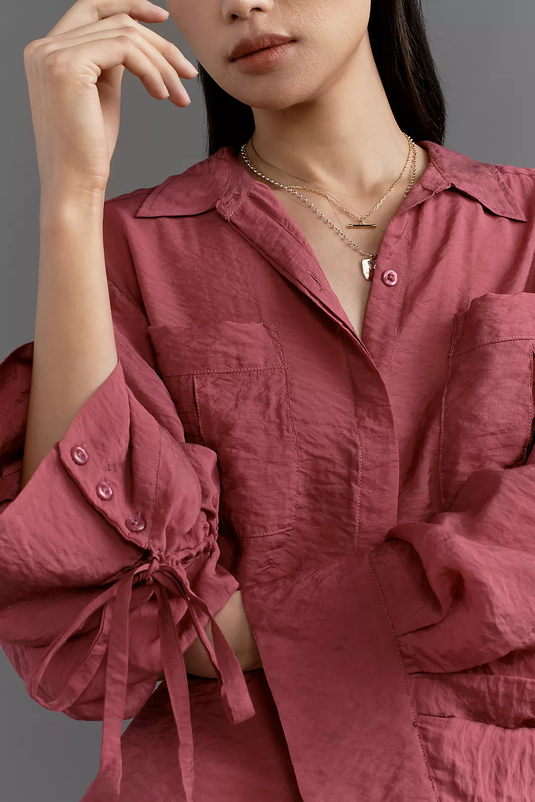 By Anthropologie Wide-Sleeve Buttondown Top