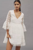 Load image into Gallery viewer, BHLDN Flared-Sleeve V-Neck Sheer Lace Babydoll Mini Dress
