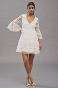 Load image into Gallery viewer, BHLDN Flared-Sleeve V-Neck Sheer Lace Babydoll Mini Dress
