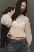 Load image into Gallery viewer, ASTR  Label Amie Sheer Peplum Top
