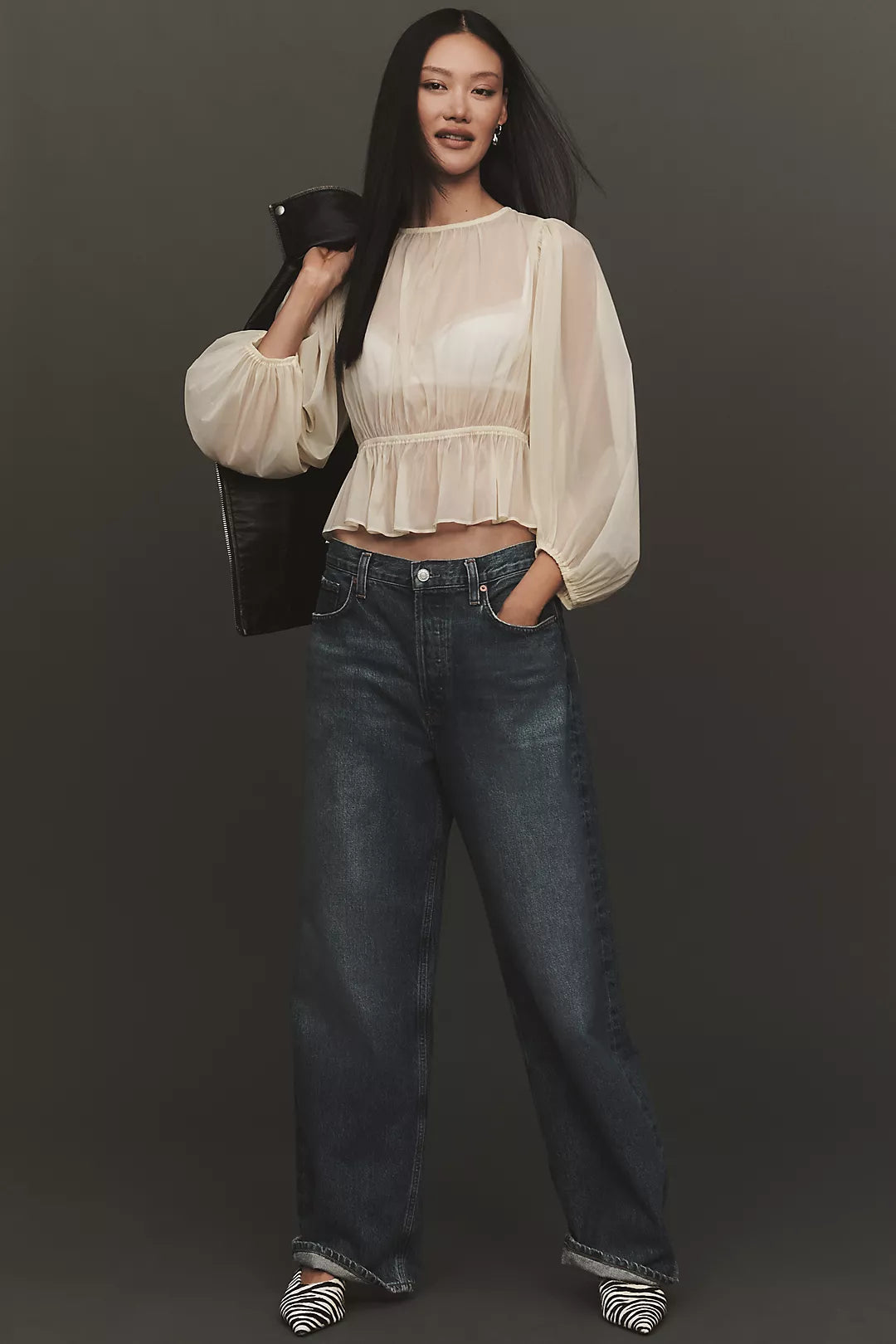 ASTR  Label Amie Sheer Peplum Top