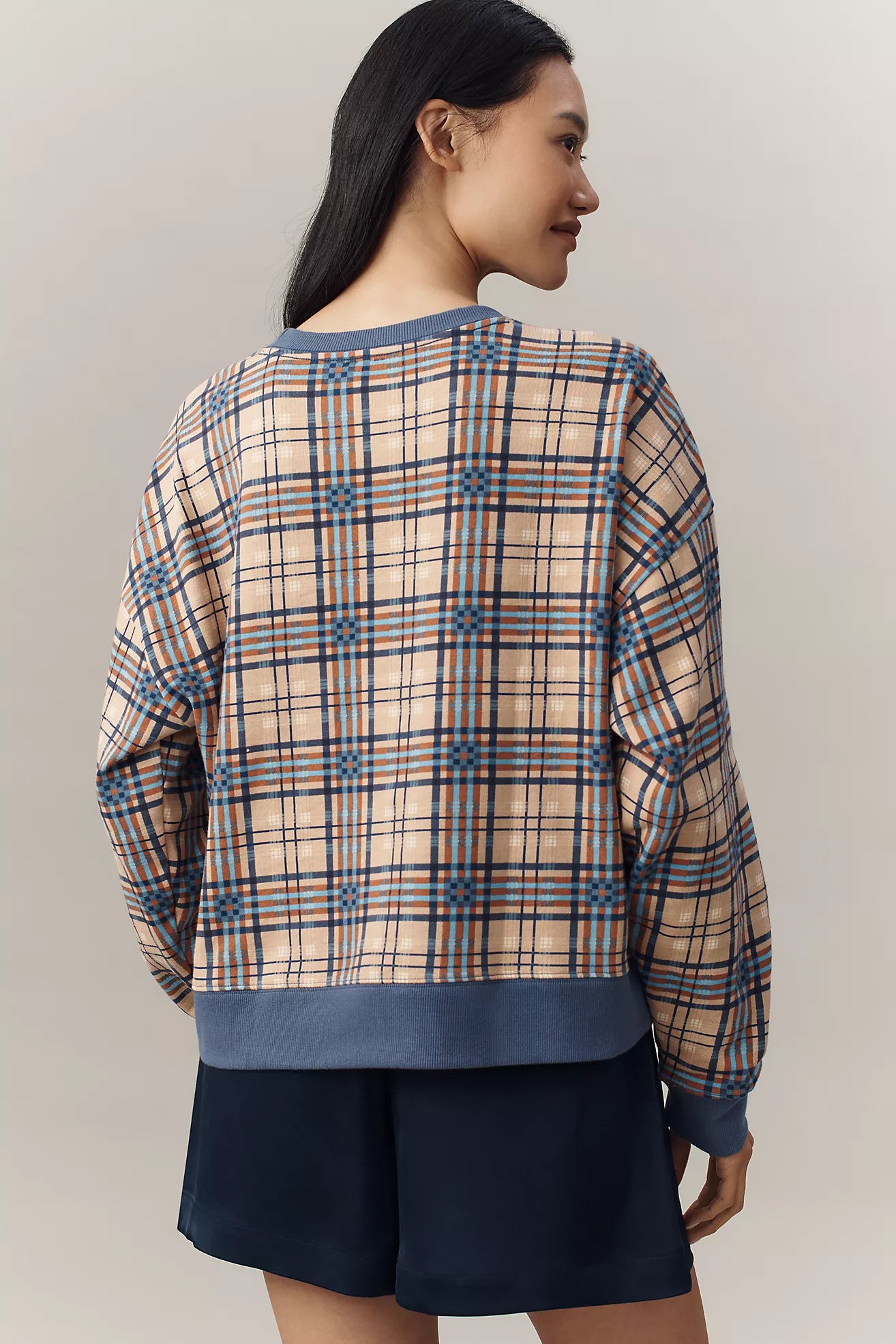 Maeve Graphic Plaid Sweatshirt