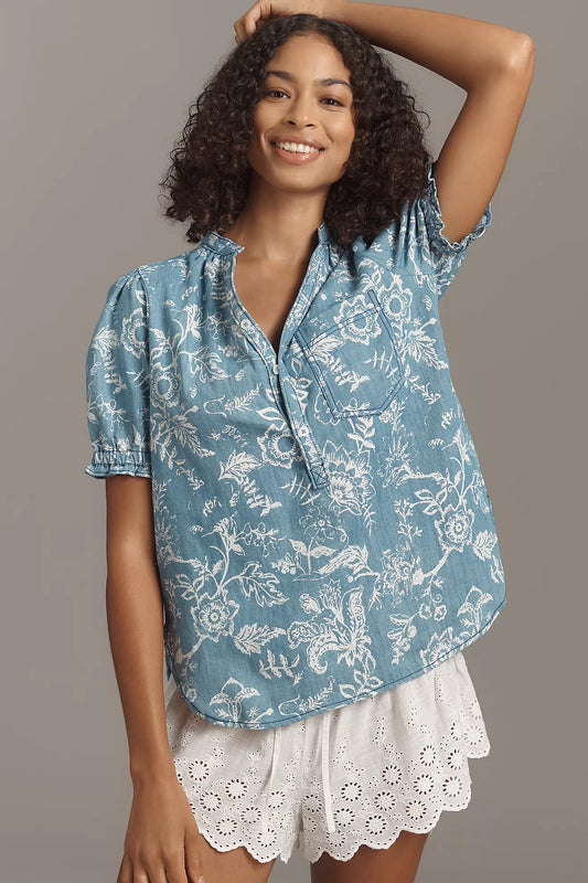 The Aly Puff-Sleeve Blouse by Pilcro