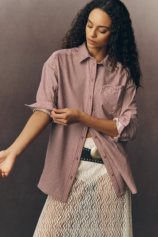 Pilcro Heart Pocket Long-Sleeve Buttondown Shirt
