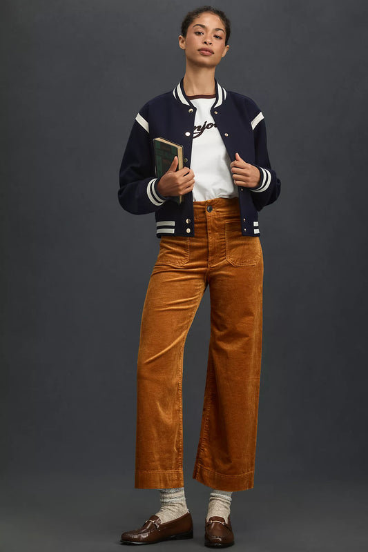 The Colette Cropped Wide-Leg Trousers by Maeve: Corduroy Edition