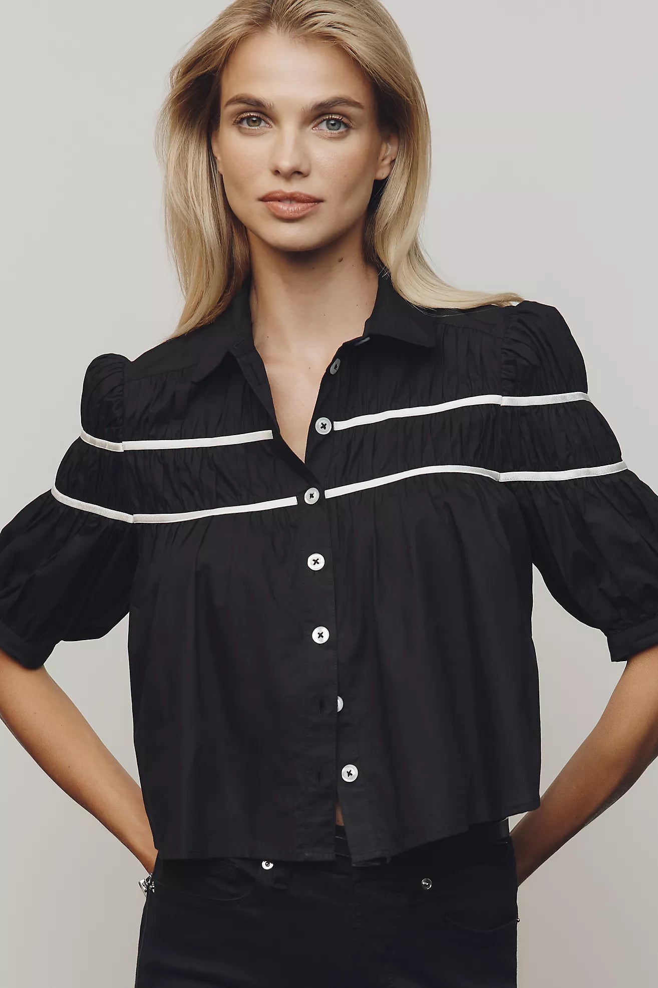 The Leandra Shirred Yoke Blouse by Maeve