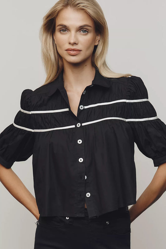 The Leandra Shirred Yoke Blouse by Maeve