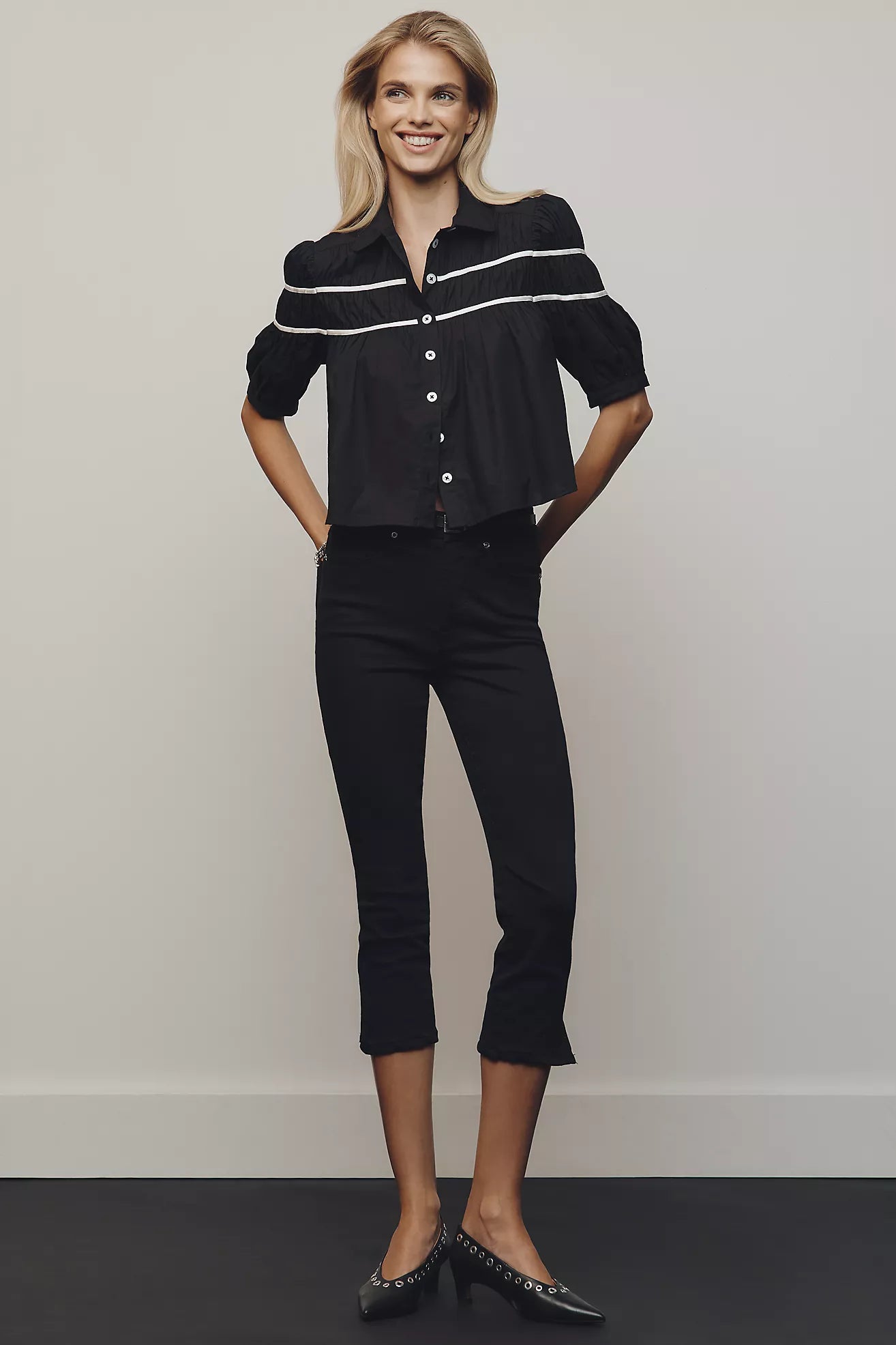 The Leandra Shirred Yoke Blouse by Maeve