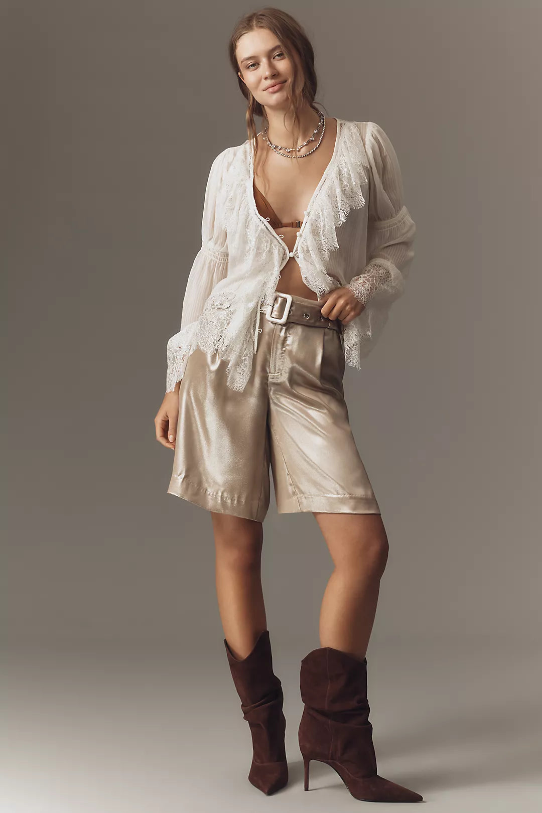By Anthropologie Liquid Shine Bermuda Shorts