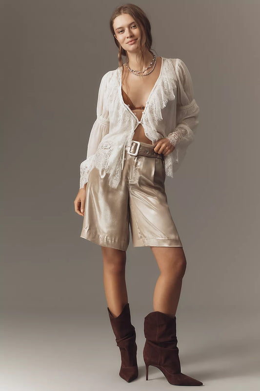 By Anthropologie Liquid Shine Bermuda Shorts