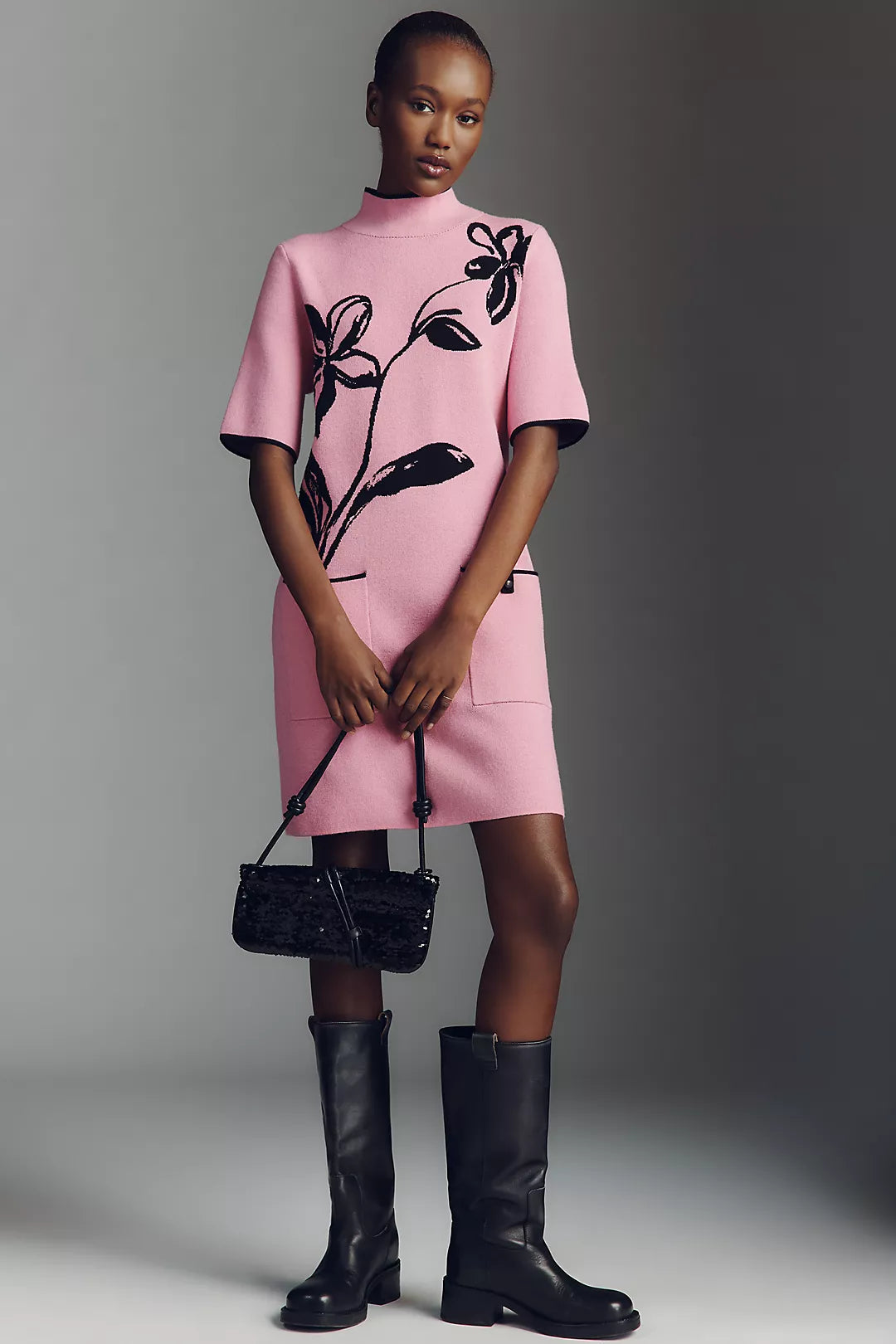 Annalise Mock-Neck Chenille Sweater Mini Dress by Maeve
