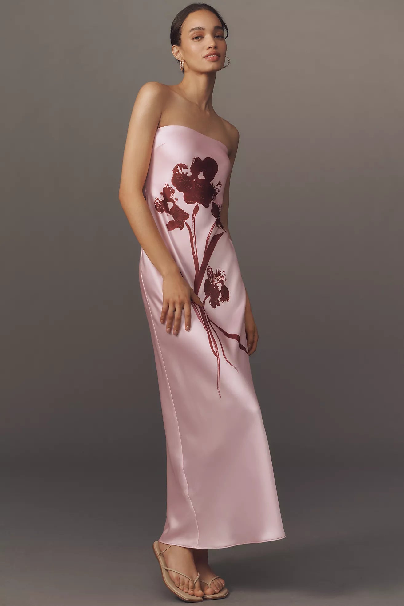 The Fleur Strapless Maxi Satin Slip Dress