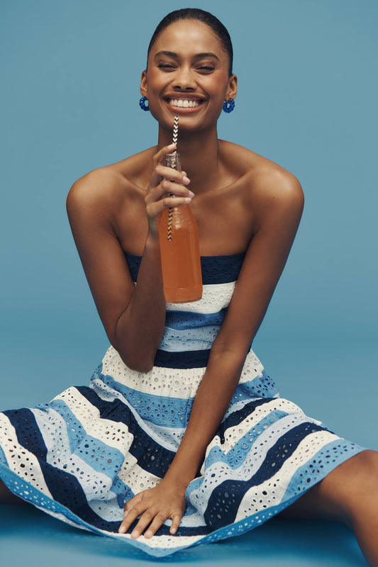 Maeve Strapless Cotton Lace Dress