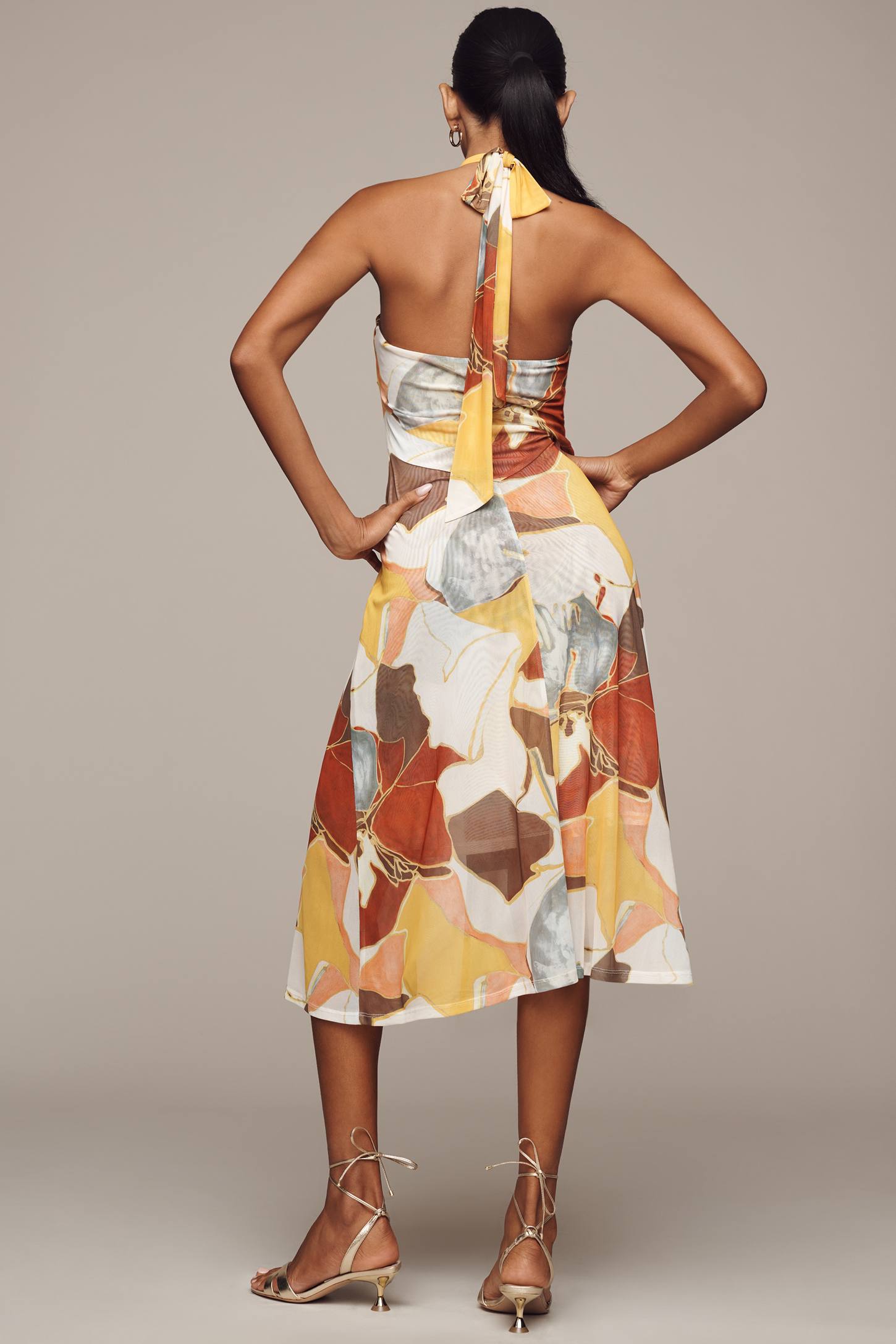 Sarah Hann Blythe Halter Mesh Midi Dress