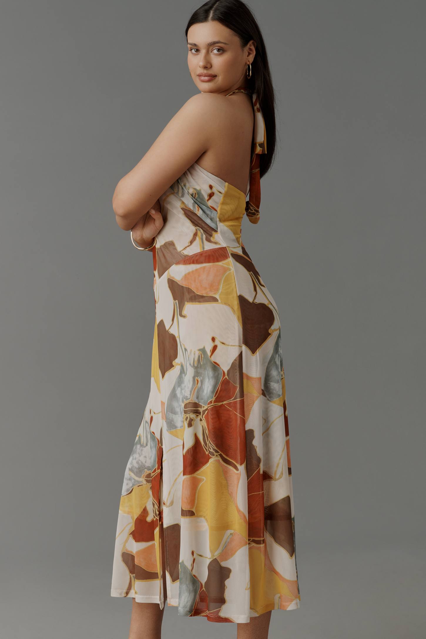 Sarah Hann Blythe Halter Mesh Midi Dress