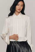 Load image into Gallery viewer, Maeve Silky Long-Sleeve Pleated Blouse
