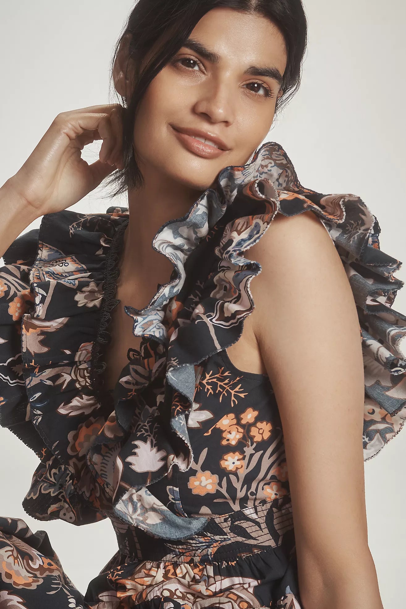 By Anthropologie Sleeveless Ruffled A-Line Mini Dress