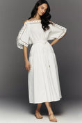 Load image into Gallery viewer, Mare Mare Cold-Shoulder Eyelet Midi Dress
