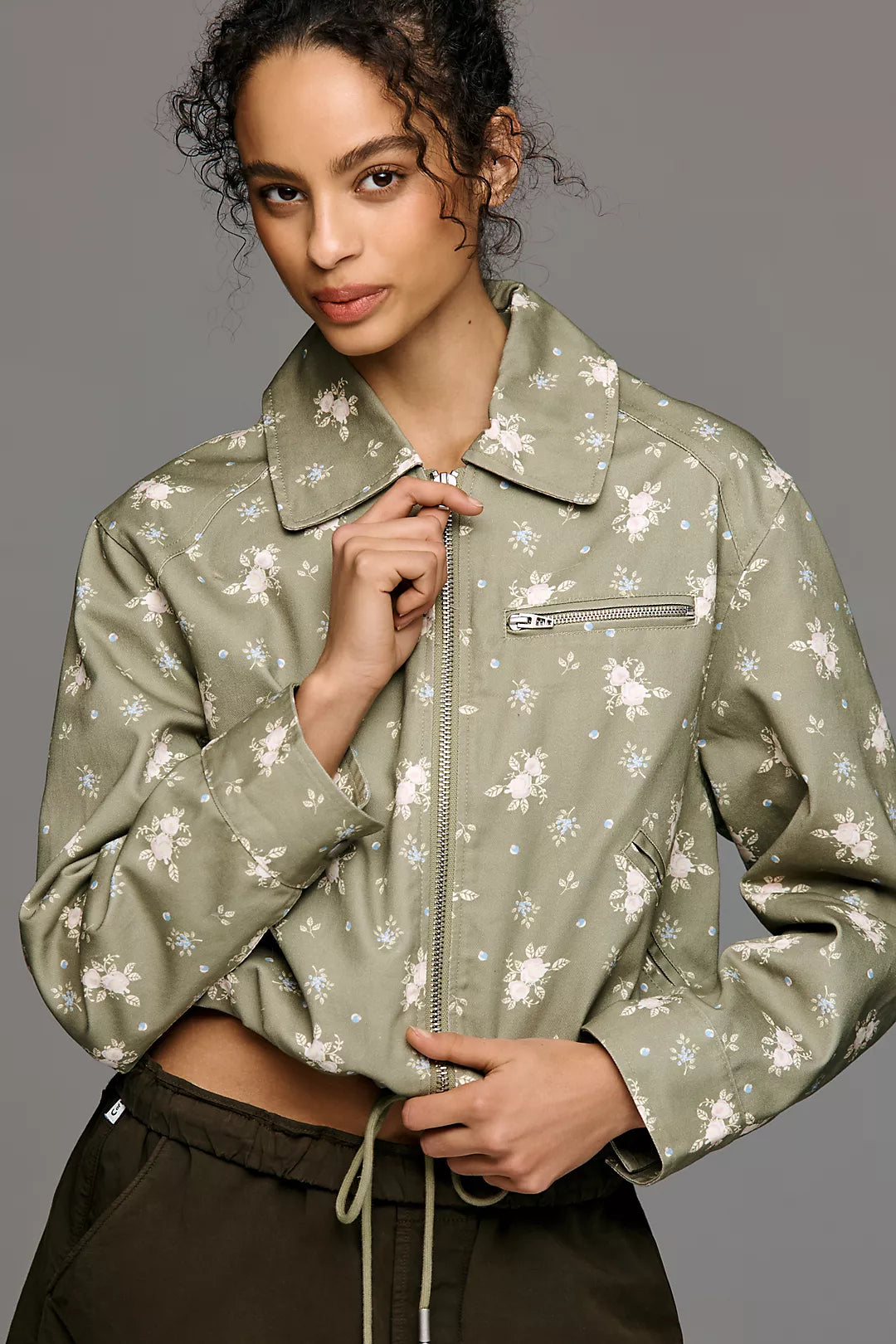 BLANKNYC Olive Ditsy Utility Jacket