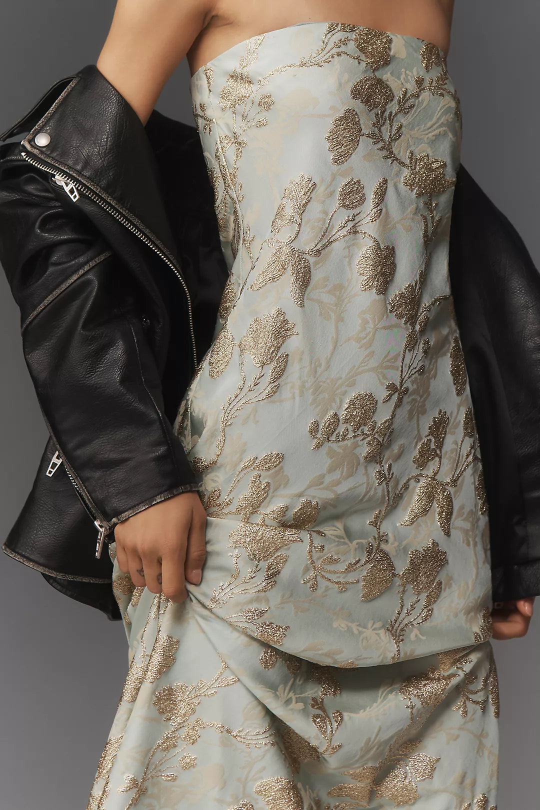 By Anthropologie Brocade Strapless Maxi Dress
